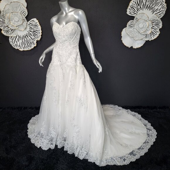 NWT~$1599~DA VINCI~SZ 6~IVORY STRAPLESS EMBELLISHED BALL GOWN WEDDING DRESS - Picture 1 of 16